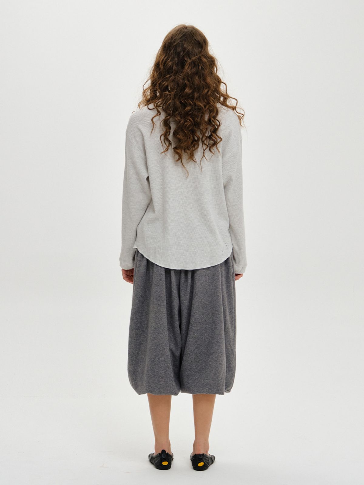 플리즈프로젝트(PLZPROJECT) DAMAGE WAFFLE LONG SLEEVE, WHITE MELANGE