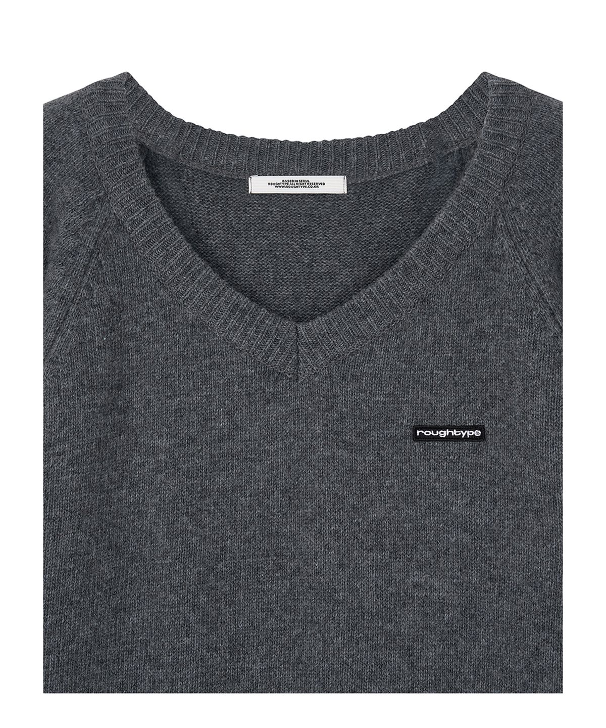 로타입(ROUGHTYPE) Essential Loose V-neck Knit - Charcoal