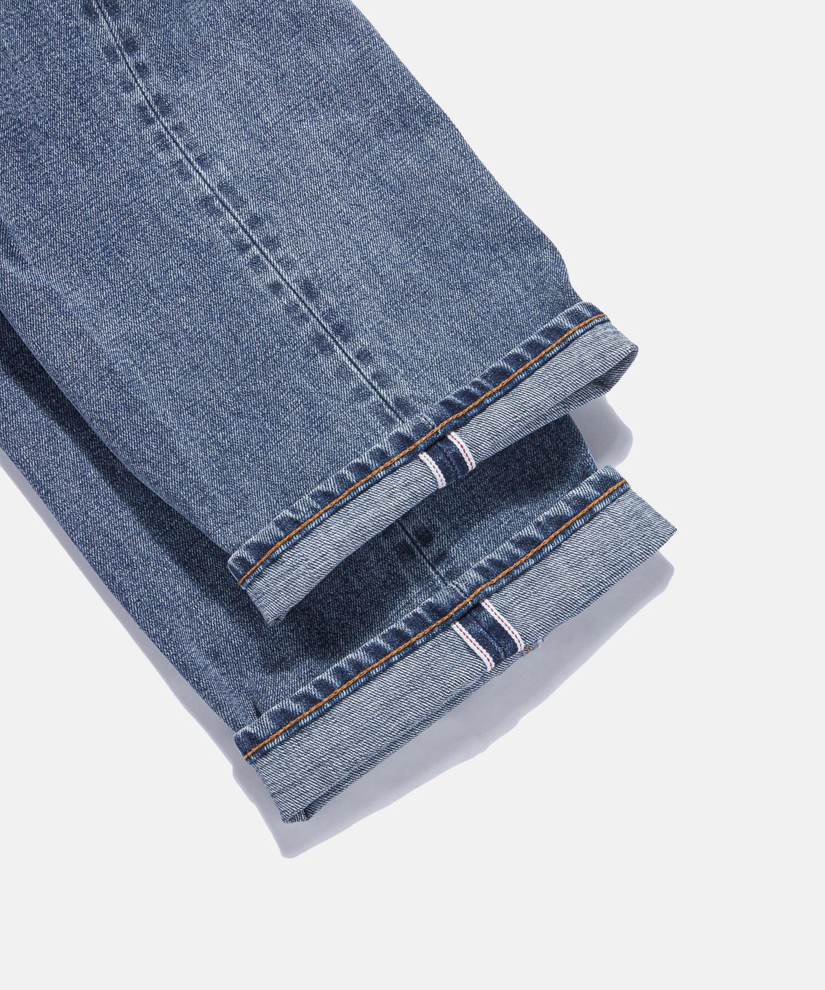 에스피오나지(ESPIONAGE) Selvedge Center Press Denim Pants Faded Indigo