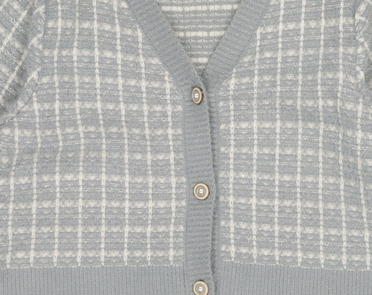 미쏘(MIXXO) 크롭 트위드 배색 가디건 MIWCKBV61T L