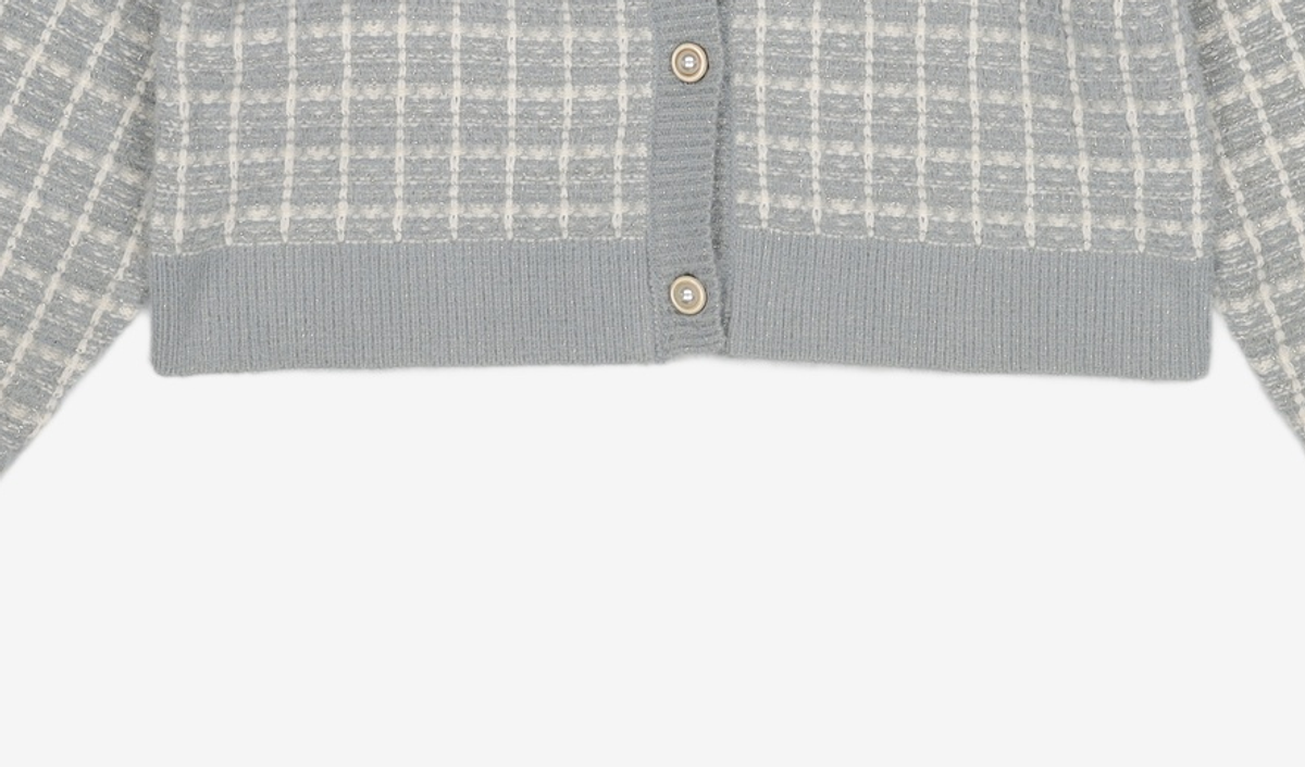 미쏘(MIXXO) 크롭 트위드 배색 가디건 MIWCKBV61T L