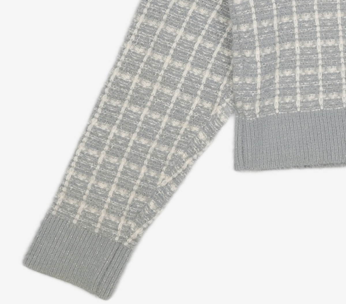 미쏘(MIXXO) 크롭 트위드 배색 가디건 MIWCKBV61T L