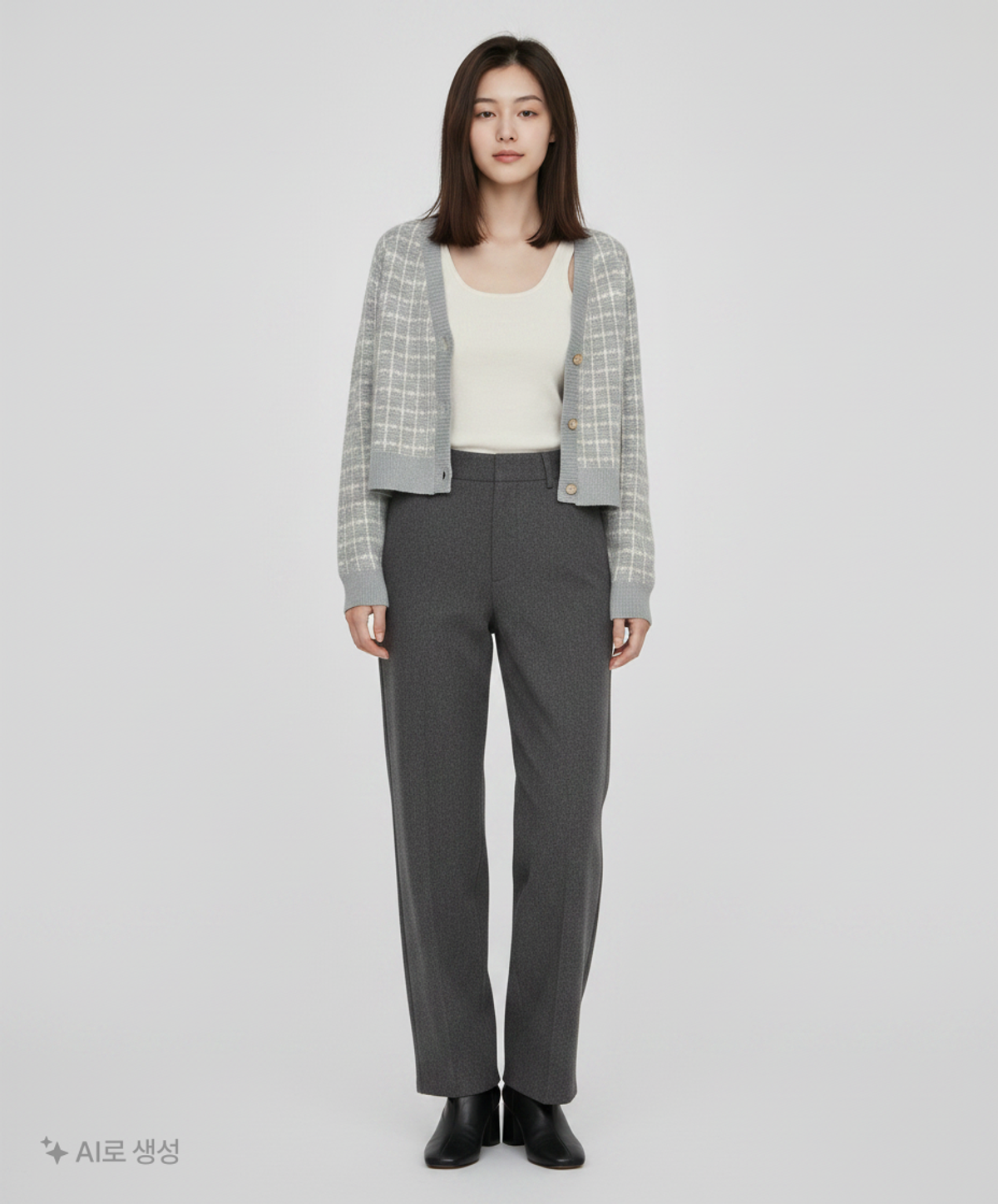 미쏘(MIXXO) 크롭 트위드 배색 가디건 MIWCKBV61T L