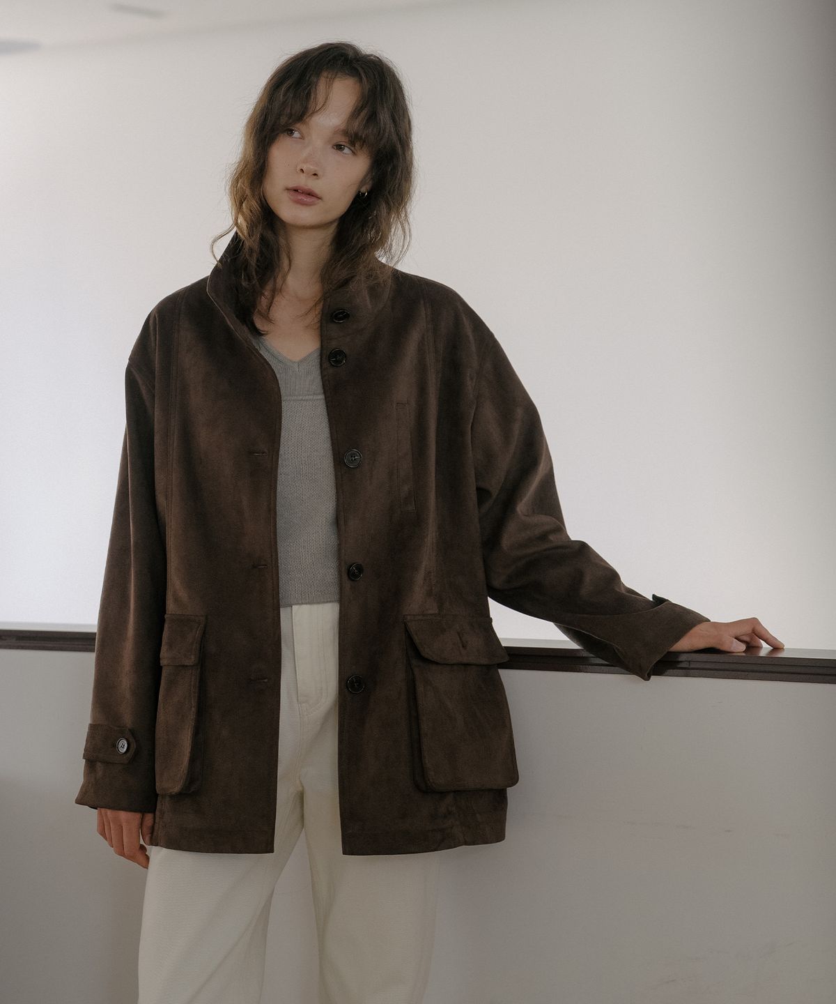 틸아이다이(TILL I DIE) Suede utility half jacket [TIFA06JK02]_Dark brown