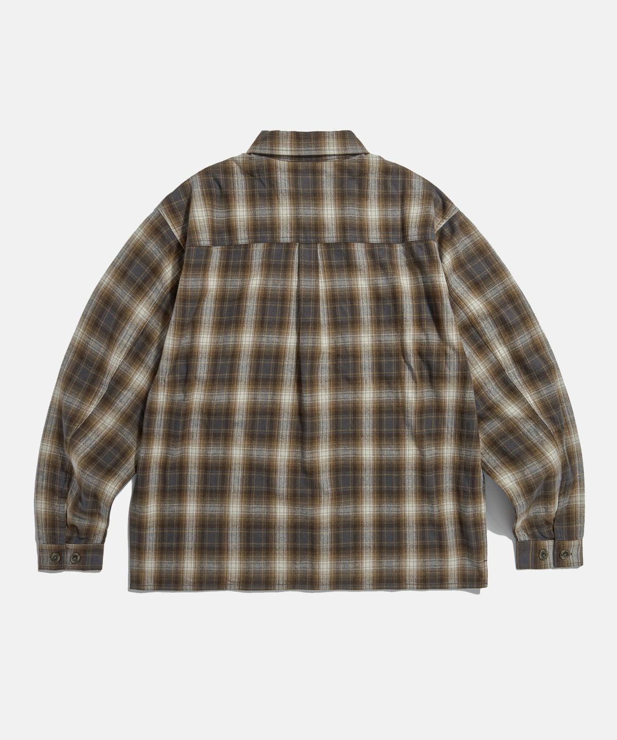 에스피오나지(ESPIONAGE) Cropped Big Pocket Check Shirt Brown