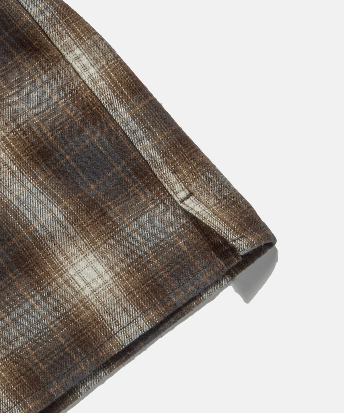 에스피오나지(ESPIONAGE) Cropped Big Pocket Check Shirt Brown