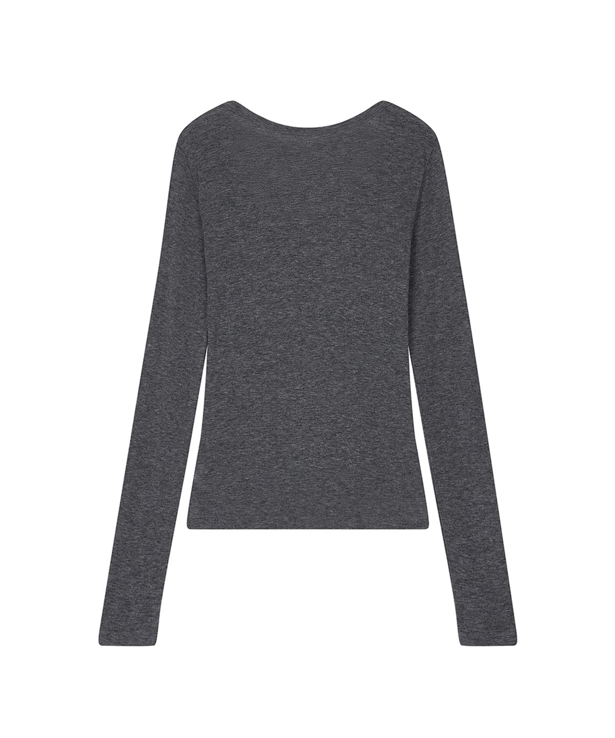 로타입(ROUGHTYPE) Unbalanced Henley Neck Sheer Long Sleeve - Gray