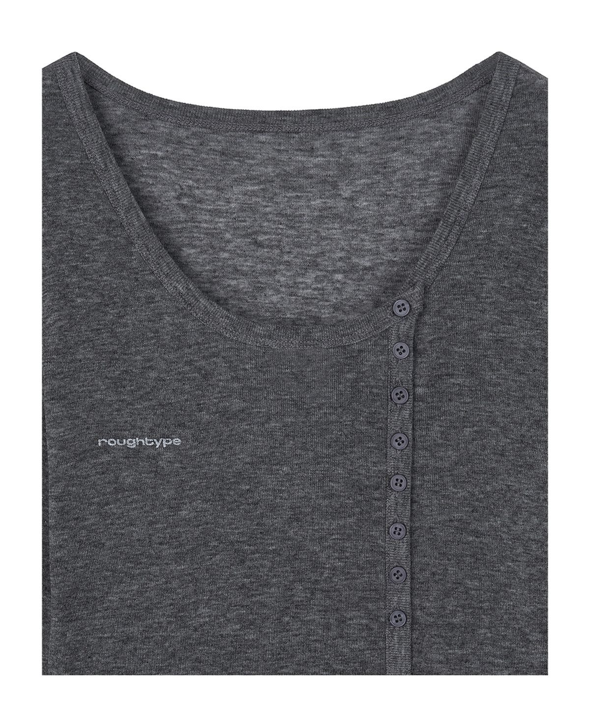 로타입(ROUGHTYPE) Unbalanced Henley Neck Sheer Long Sleeve - Gray