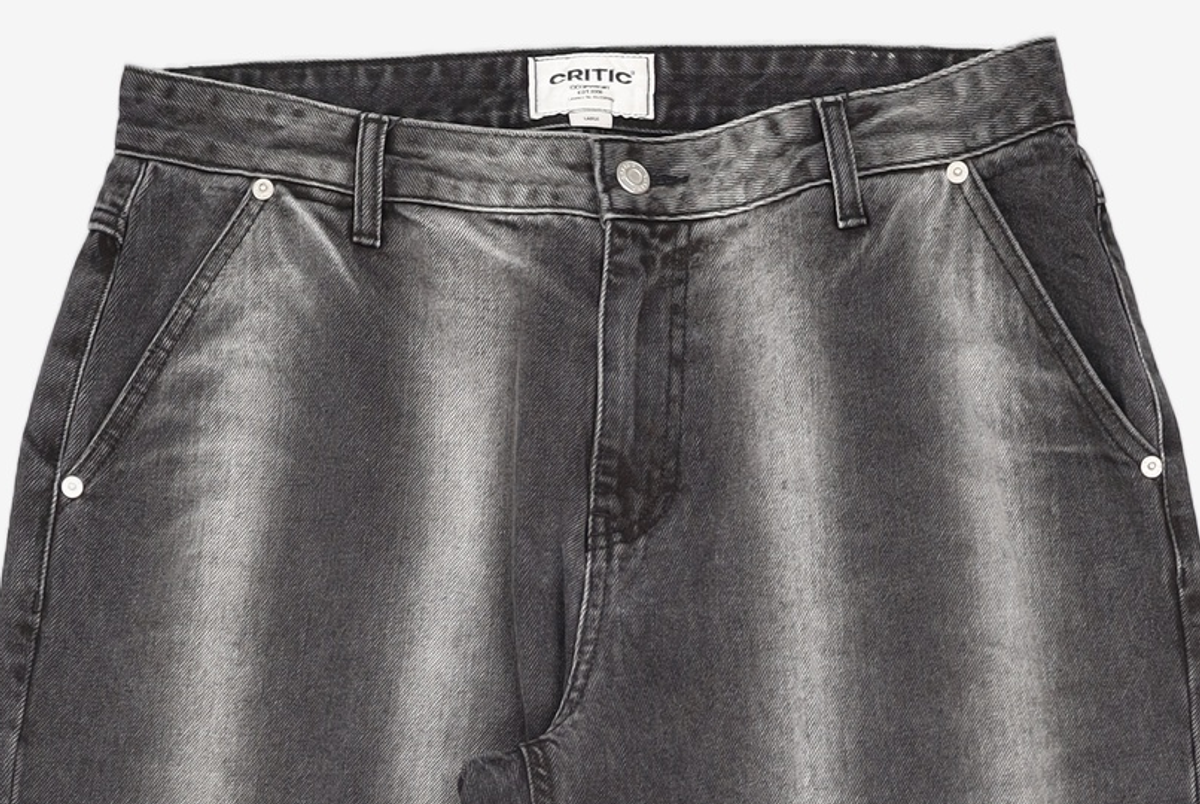 크리틱(CRITIC) Stripe Washing Denim Pants Black L
