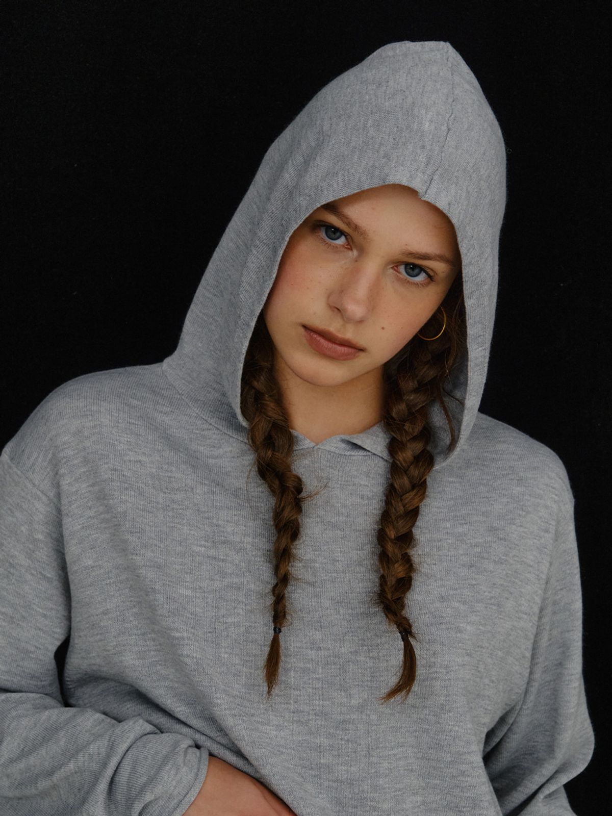 플리즈프로젝트(PLZPROJECT) LOOSE HOOD KNIT, GRAY