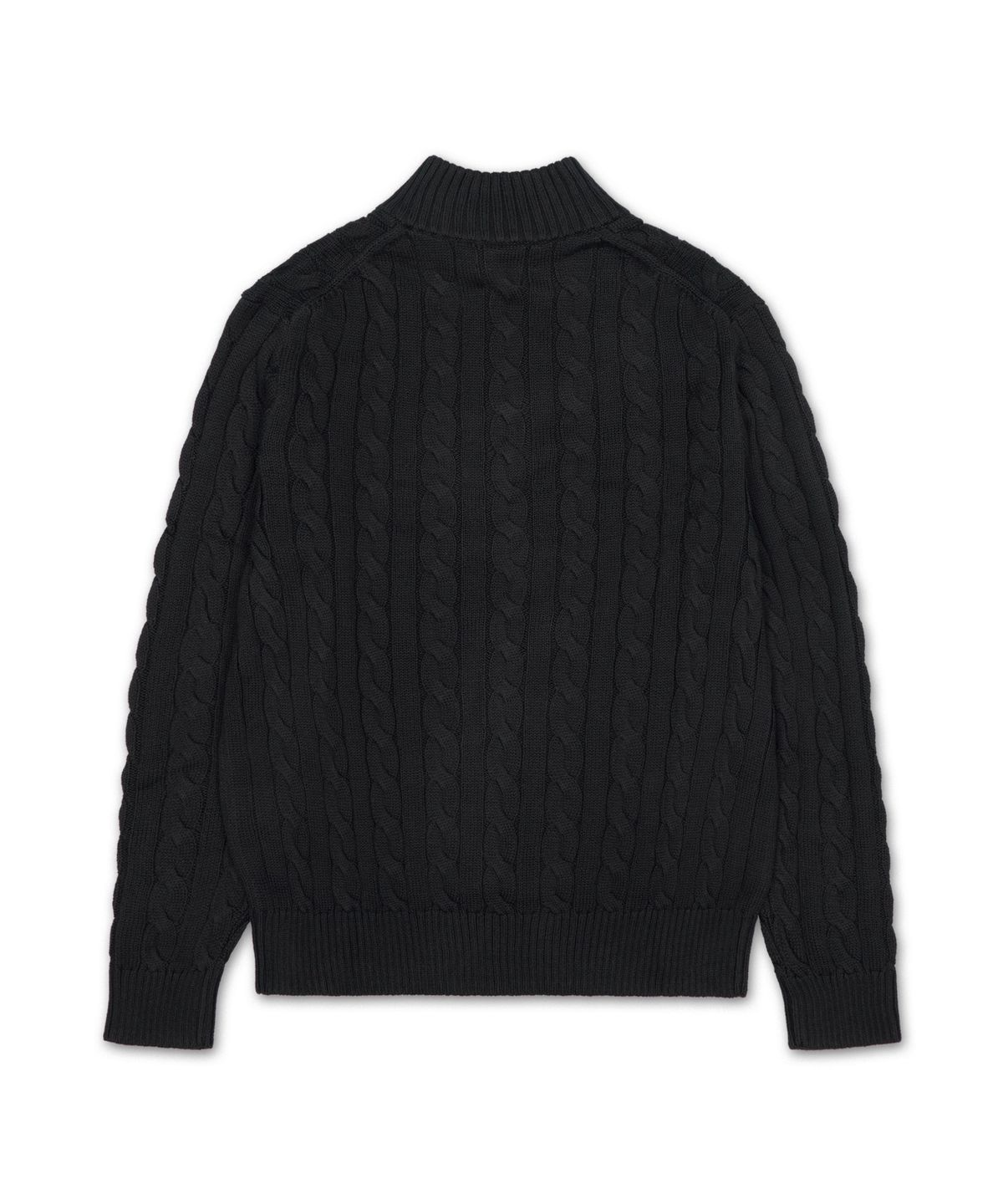 폴로 랄프 로렌(POLO RALPH LAUREN) 케이블 니트 코튼 쿼터 지퍼 스웨터-블랙