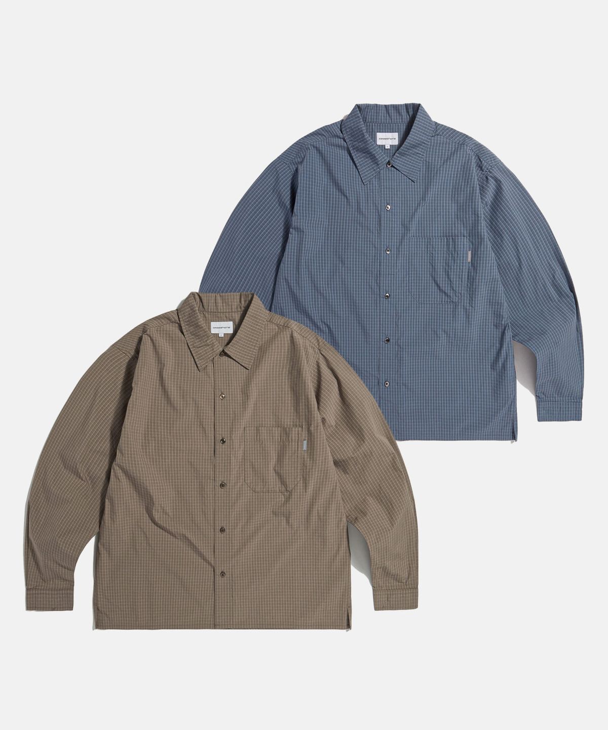 에스피오나지(ESPIONAGE) Multi Check Cropped Shirt Brown