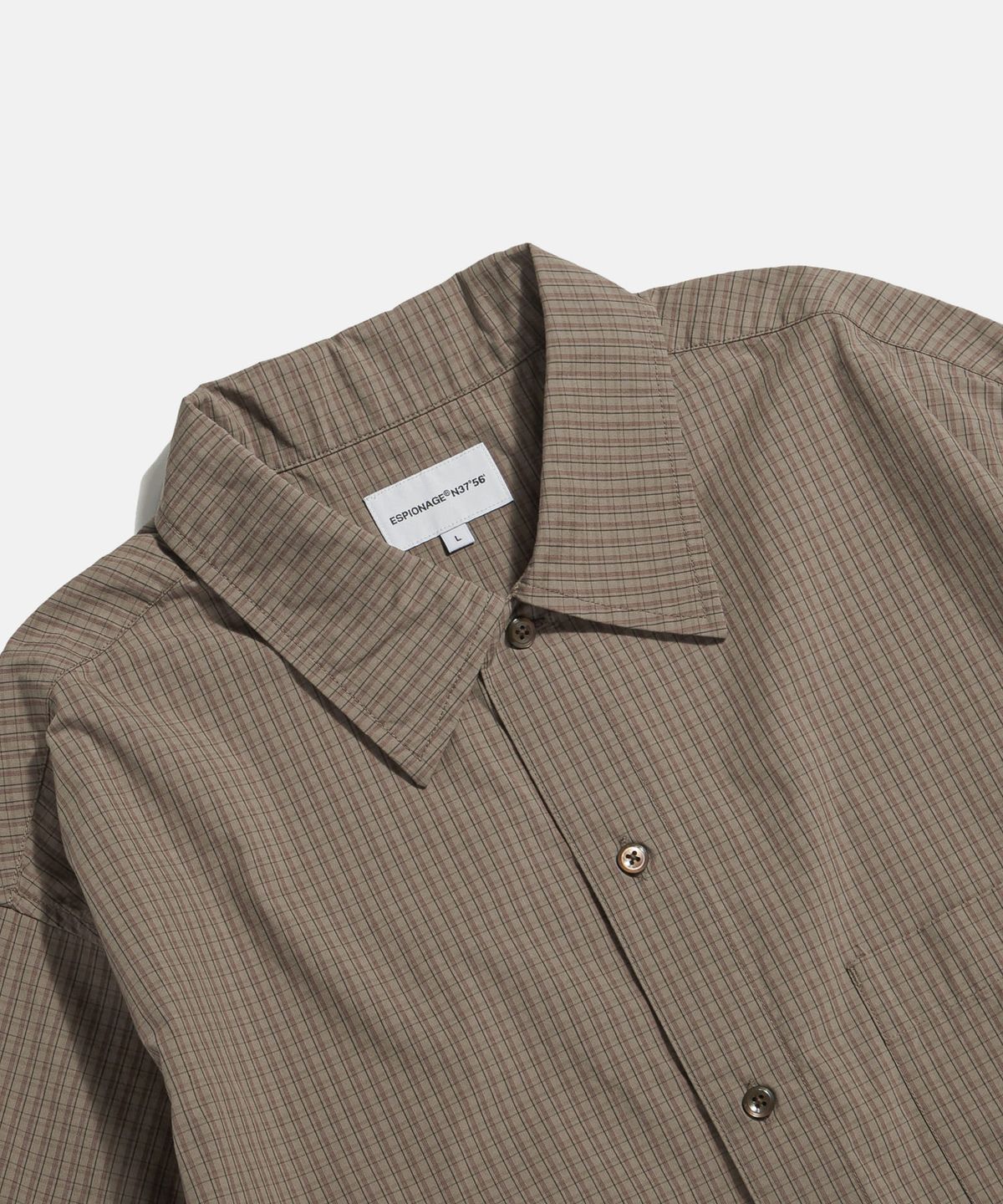 에스피오나지(ESPIONAGE) Multi Check Cropped Shirt Brown