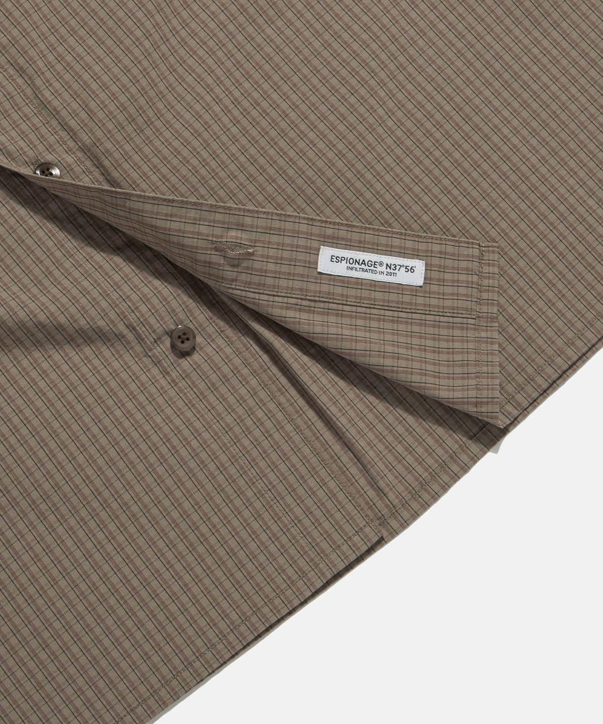 에스피오나지(ESPIONAGE) Multi Check Cropped Shirt Brown