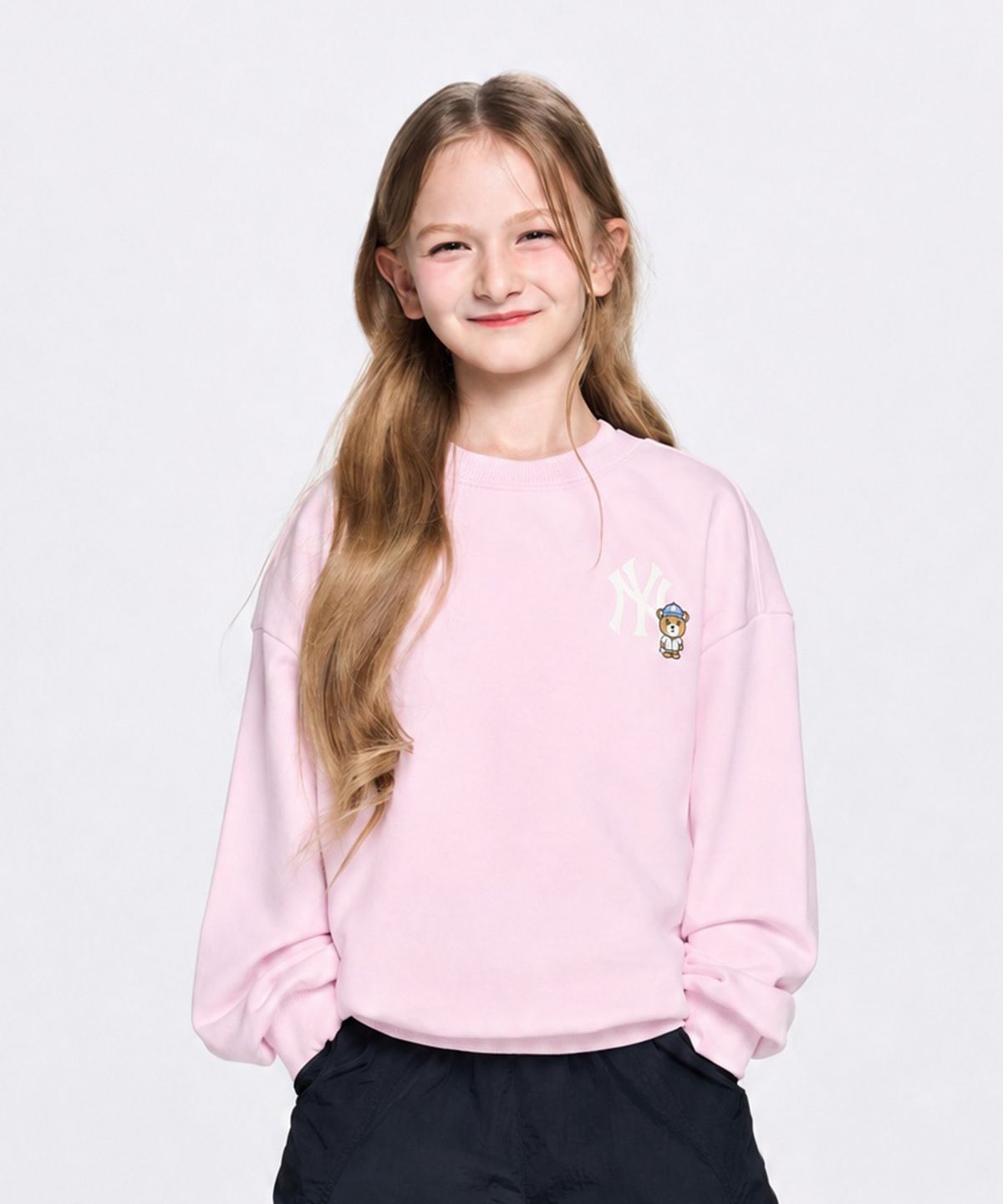 엠엘비 키즈(MLB KIDS) 스포티브 라이크 프렌즈 빅럭스 맨투맨 NY (Pink)
