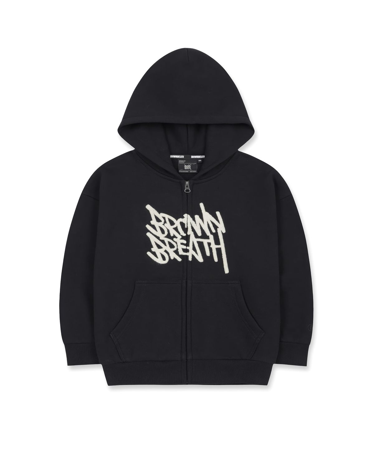 브라운브레스 키즈(BROWNBREATH KIDS) KIDS BRUSHED TAG HOOD ZIP UP(기모) - BLACK