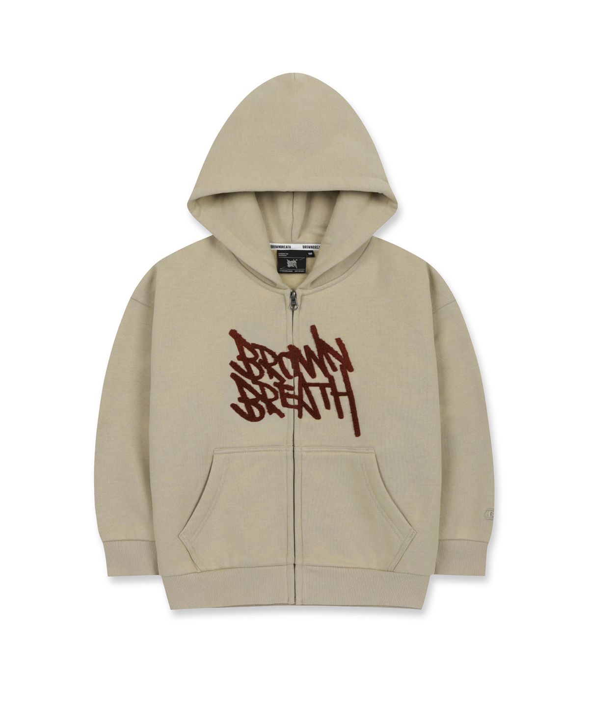 브라운브레스 키즈(BROWNBREATH KIDS) KIDS BRUSHED TAG HOOD ZIP UP(기모) - BEIGE