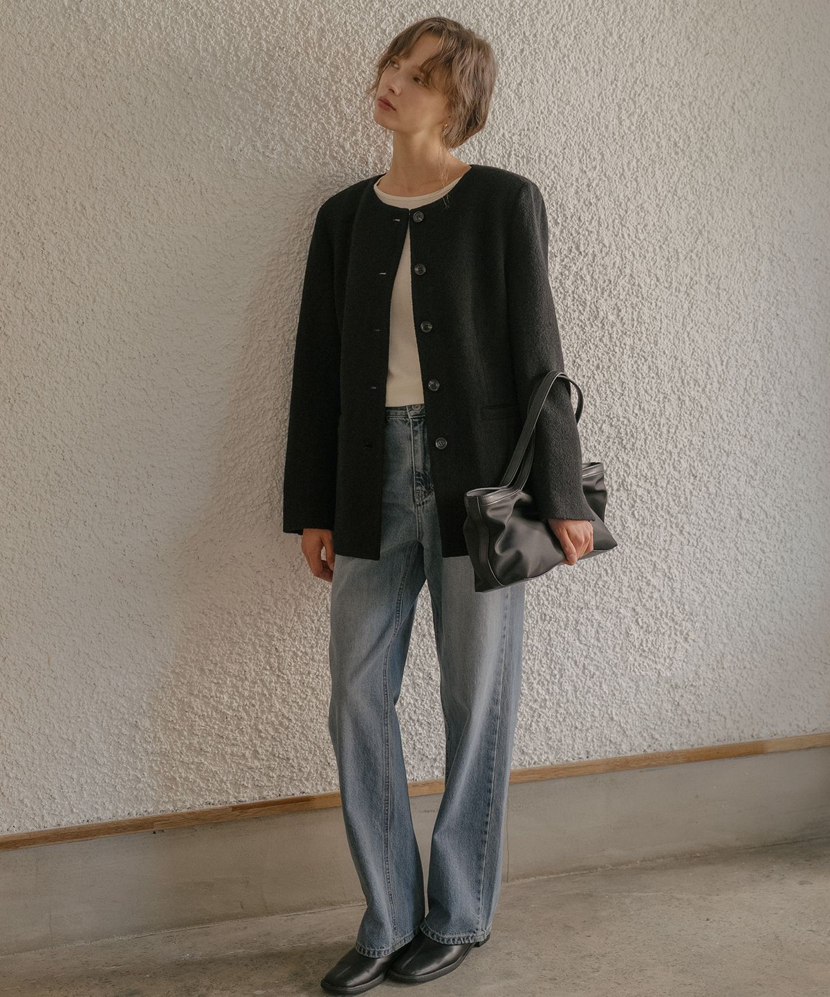 틸아이다이(TILL I DIE) Wool blended tweed jacket [TIFA06JK07]_Black