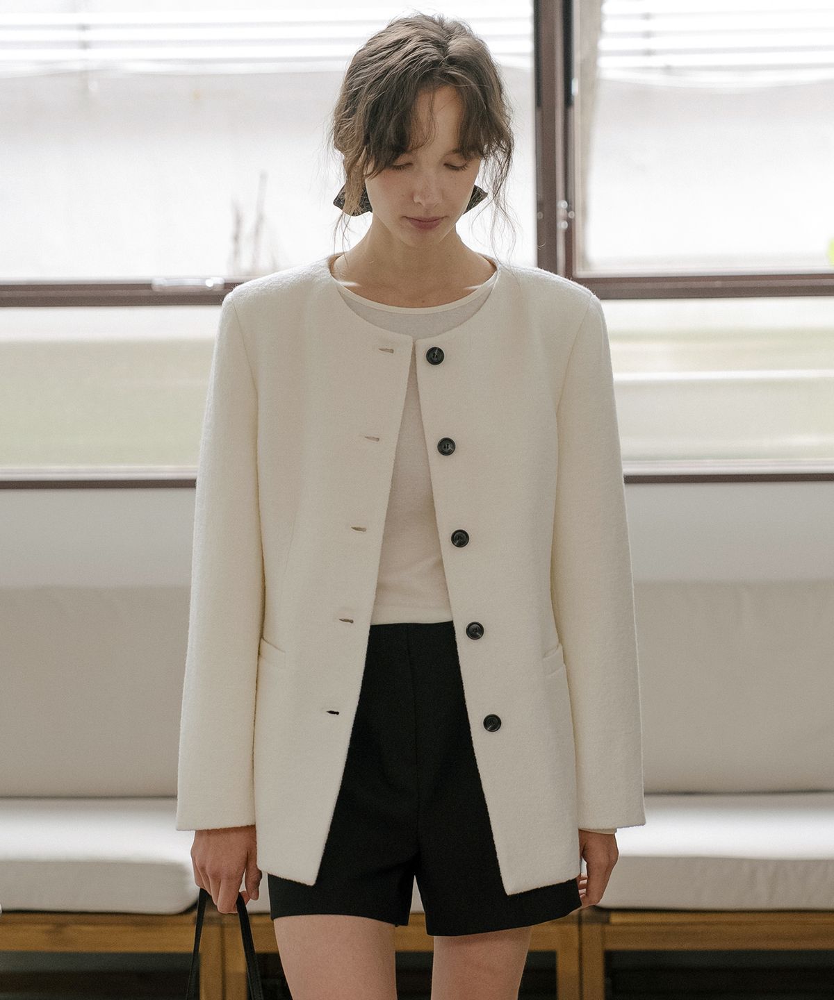 틸아이다이(TILL I DIE) Wool blended tweed jacket [TIFA06JK07]_Black