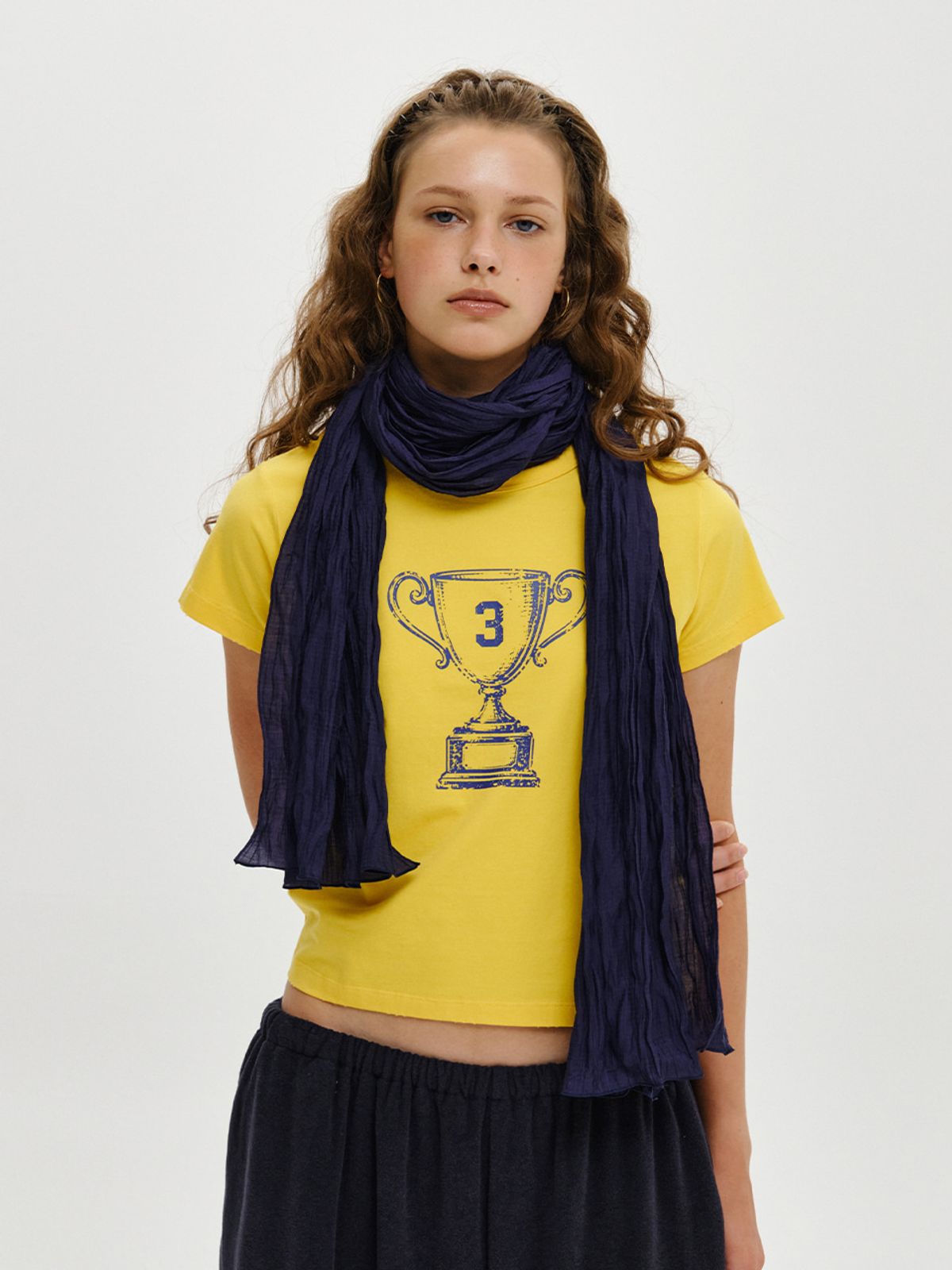 플리즈프로젝트(PLZPROJECT) WRINKLE LONG SCARF, NAVY