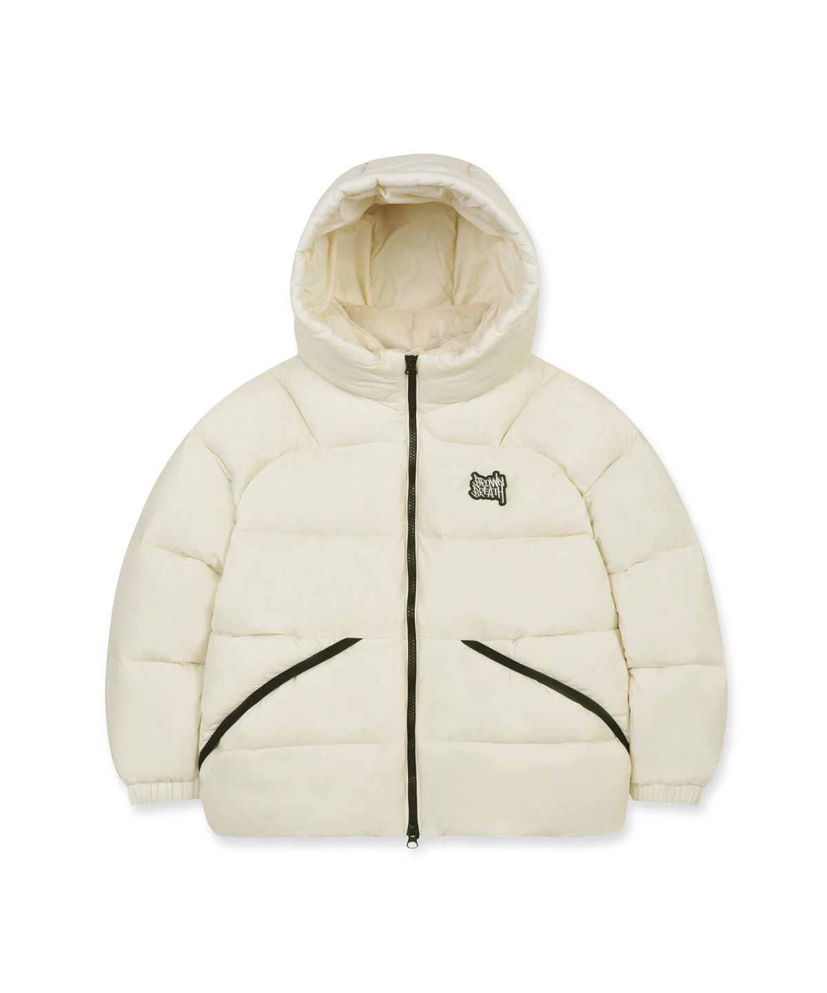 브라운브레스 키즈(BROWNBREATH KIDS) KIDS TAG HOODIE PUFFER DOWN JUMPER - CREAM