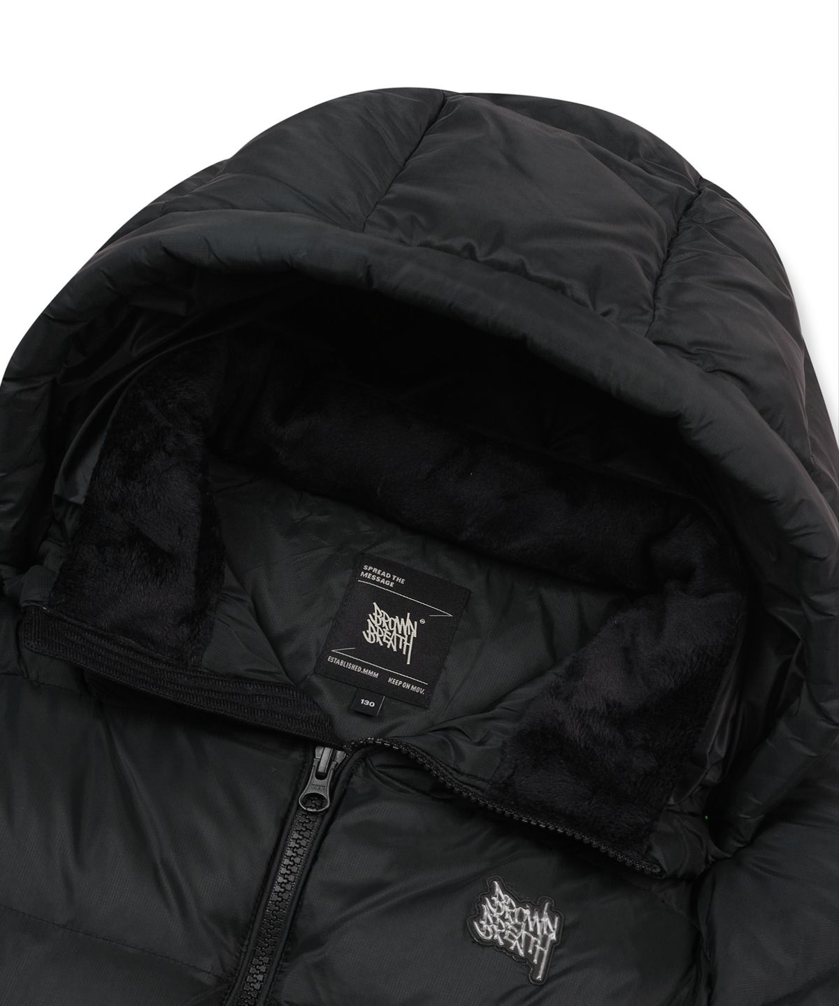 브라운브레스 키즈(BROWNBREATH KIDS) KIDS TAG HOODIE PUFFER DOWN JUMPER - BLACK