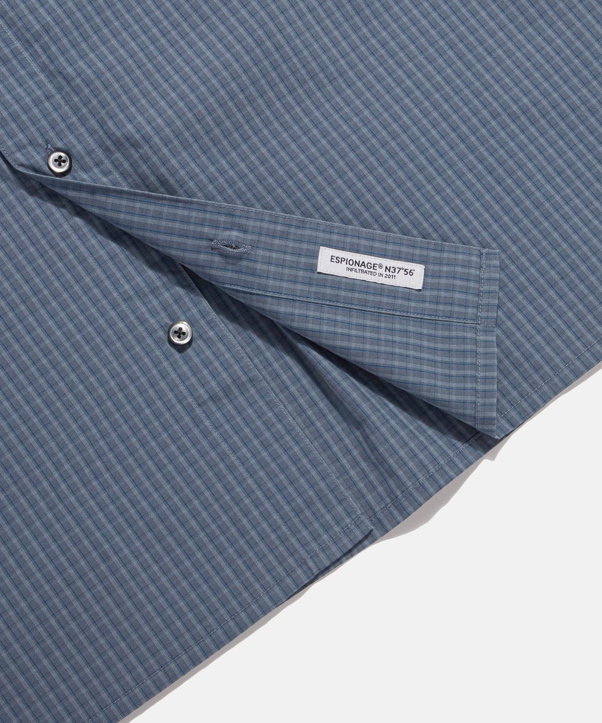 에스피오나지(ESPIONAGE) Multi Check Cropped Shirt Blue