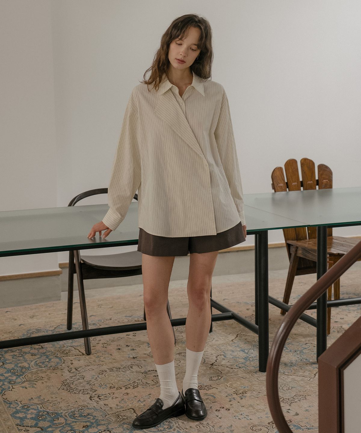 틸아이다이(TILL I DIE) 2way stripe wrap shirt [TIFA06SH01]_Ivory