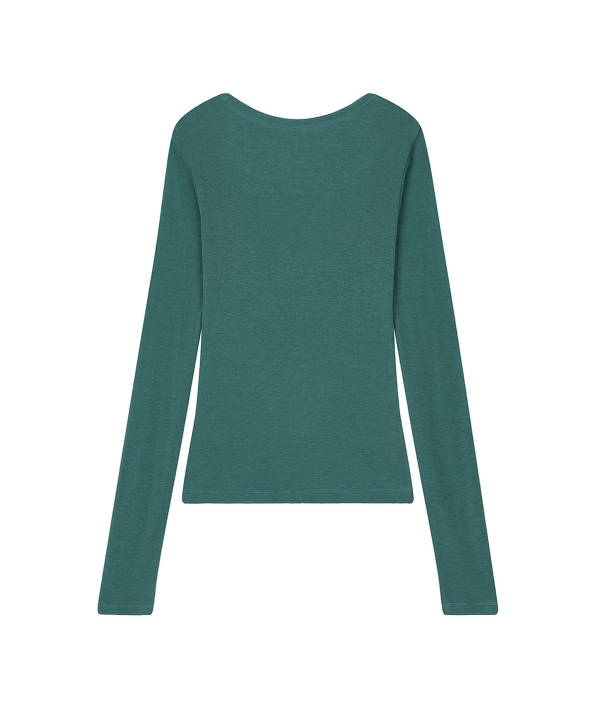 로타입(ROUGHTYPE) Unbalanced Henley Neck Sheer Long Sleeve - Blue green