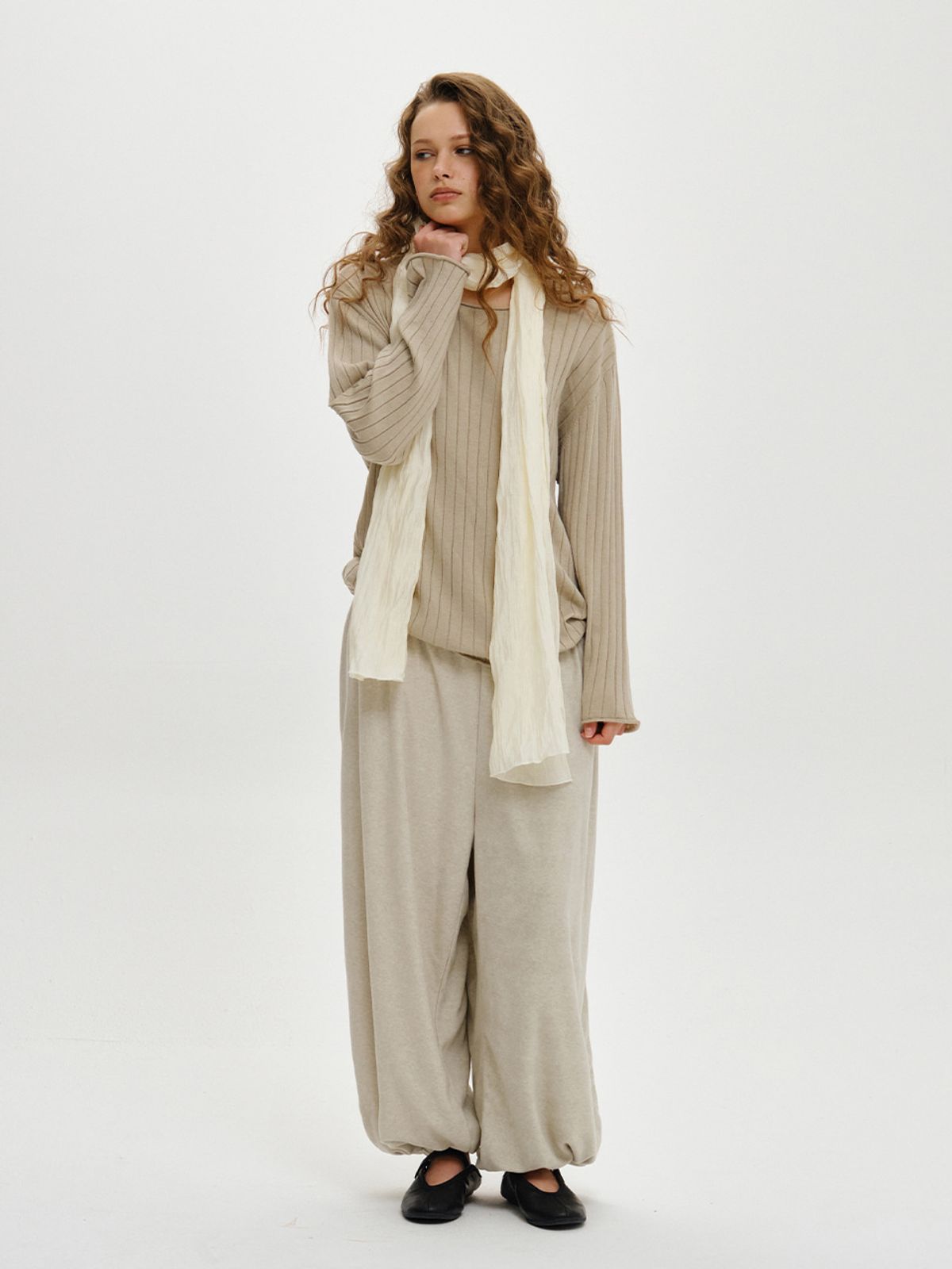 플리즈프로젝트(PLZPROJECT) WRINKLE LONG SCARF, IVORY