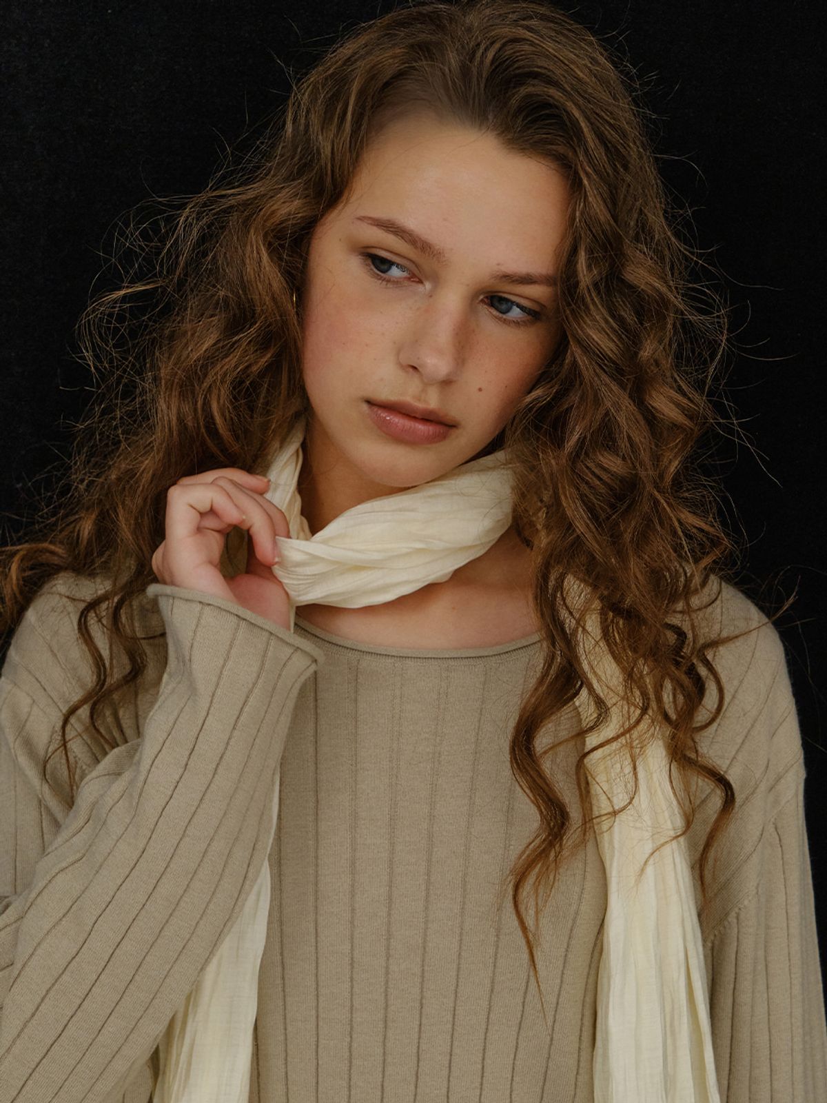 플리즈프로젝트(PLZPROJECT) WRINKLE LONG SCARF, IVORY