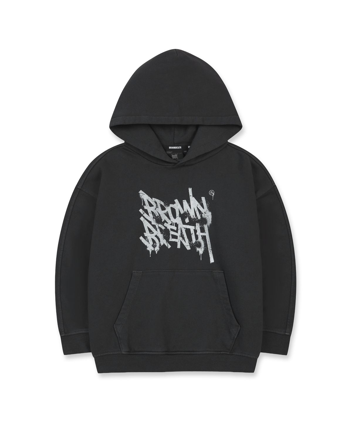 브라운브레스 키즈(BROWNBREATH KIDS) KIDS TAG PIGMENT HOODIE - BLACK