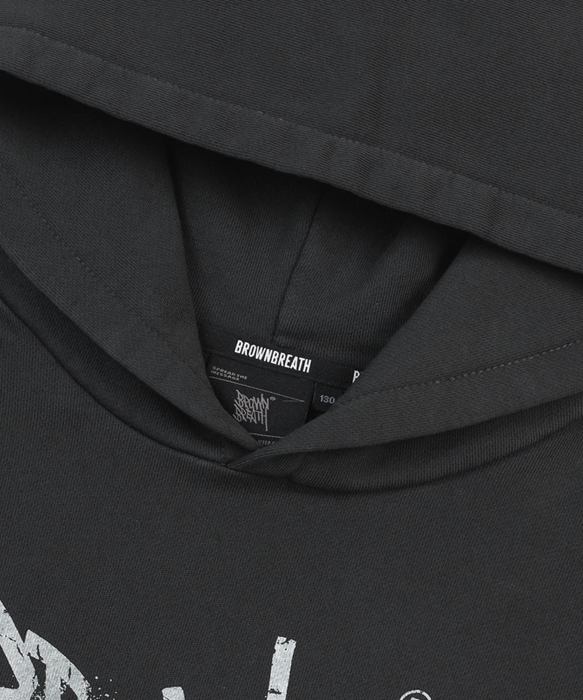 브라운브레스 키즈(BROWNBREATH KIDS) KIDS TAG PIGMENT HOODIE - BLACK