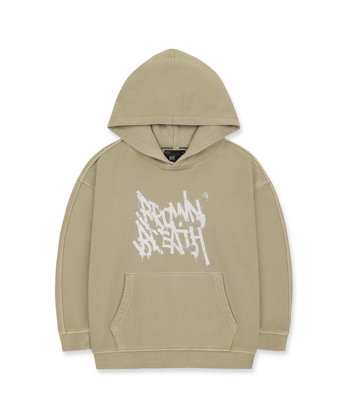 브라운브레스 키즈(BROWNBREATH KIDS) KIDS TAG PIGMENT HOODIE - BEIGE