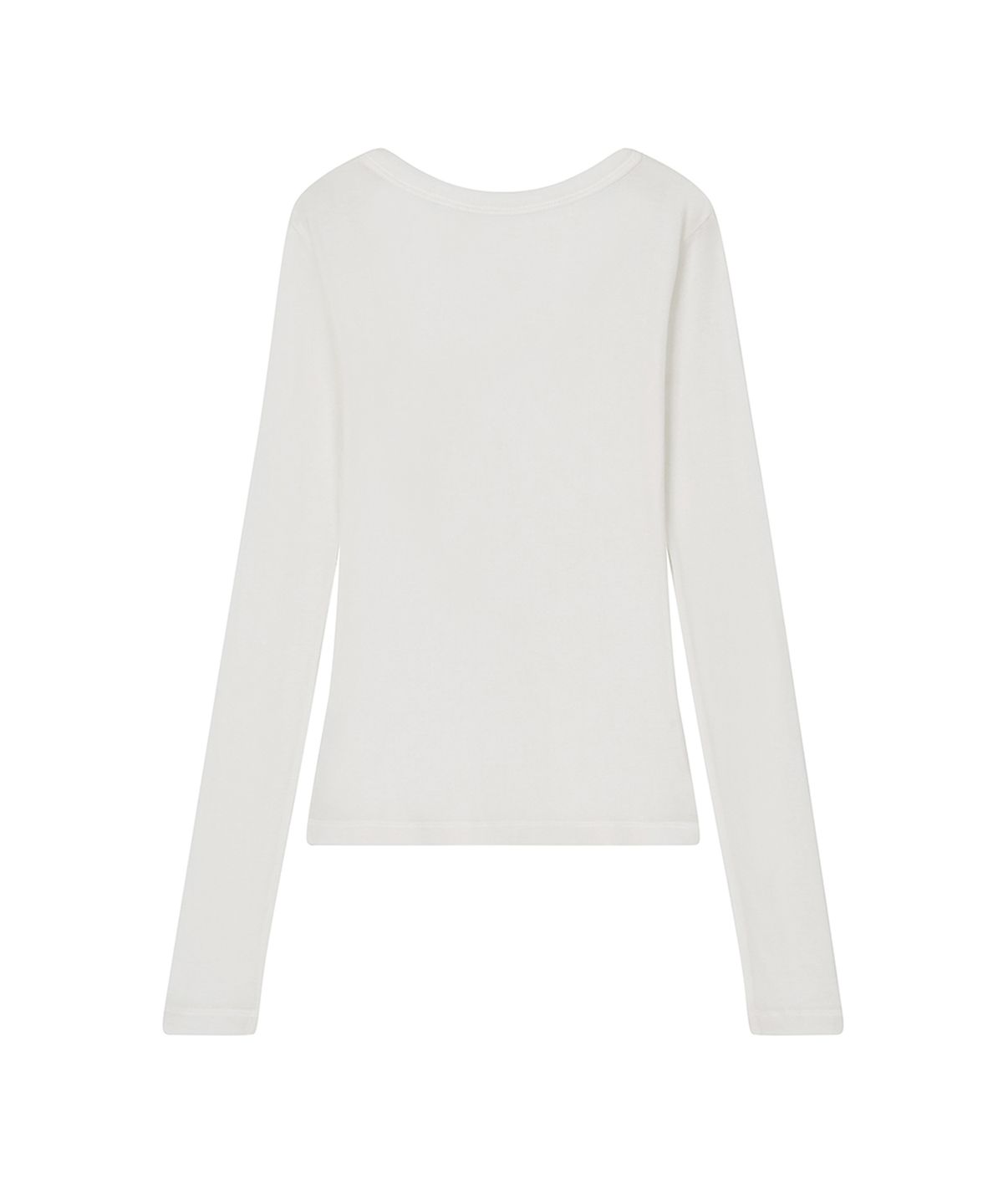 로타입(ROUGHTYPE) Unbalanced Henley Neck Sheer Long Sleeve - Ivory