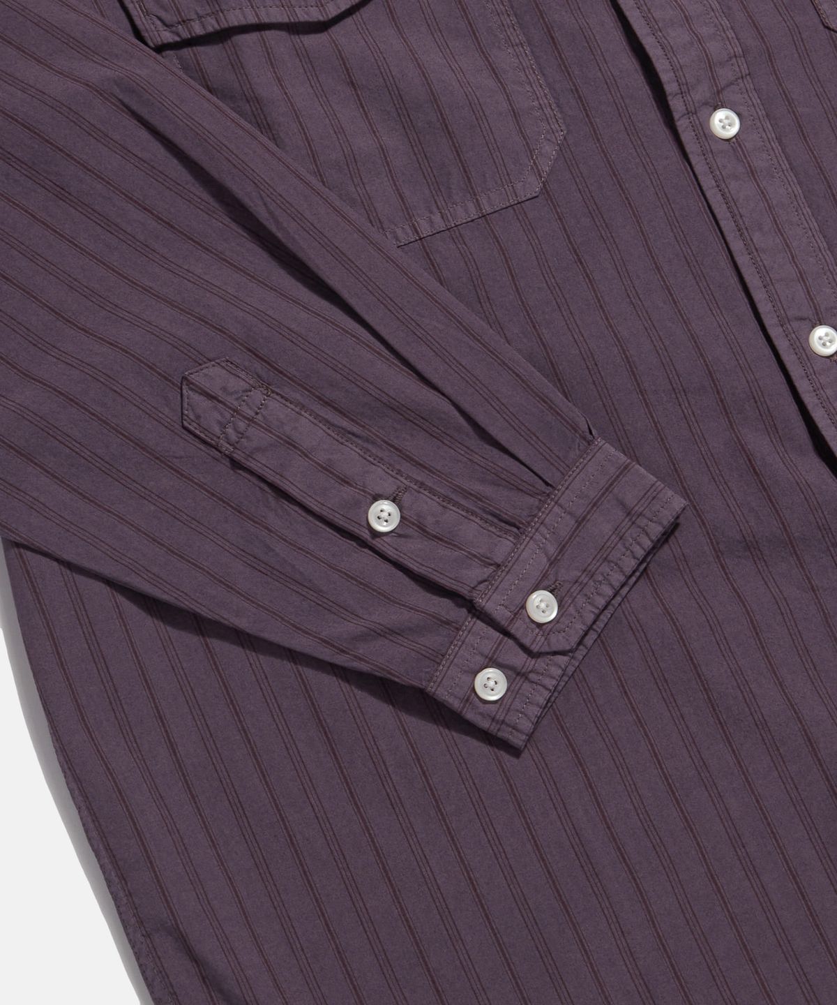 에스피오나지(ESPIONAGE) Overdyed Stripe 2 Pocket Shirt Purple