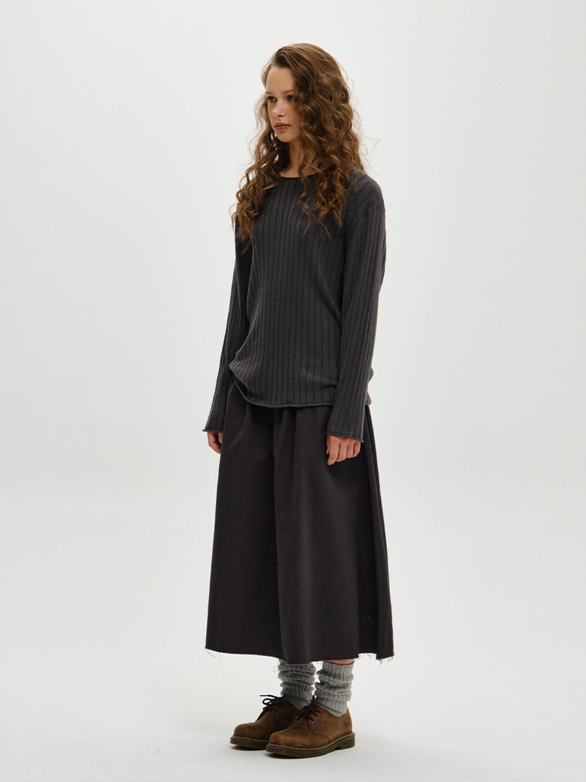 플리즈프로젝트(PLZPROJECT) RIBBED KNIT LONG SLEEVE, CHARCOAL