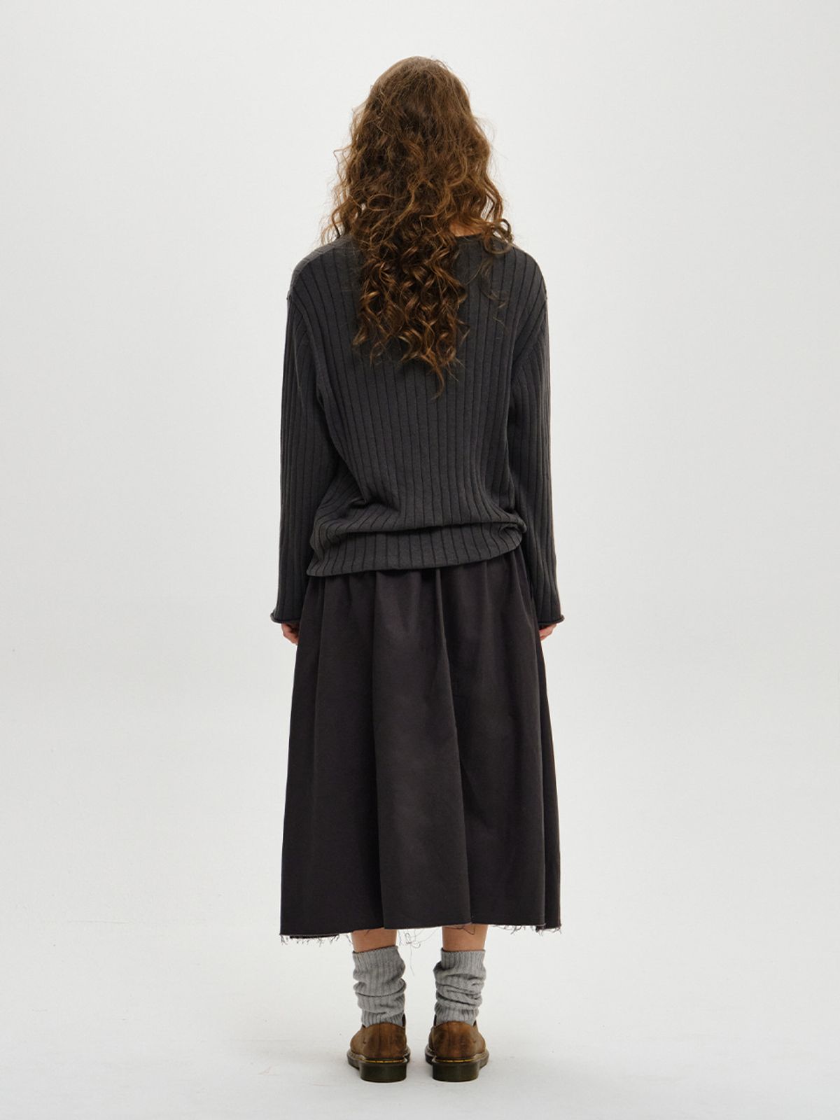 플리즈프로젝트(PLZPROJECT) RIBBED KNIT LONG SLEEVE, CHARCOAL