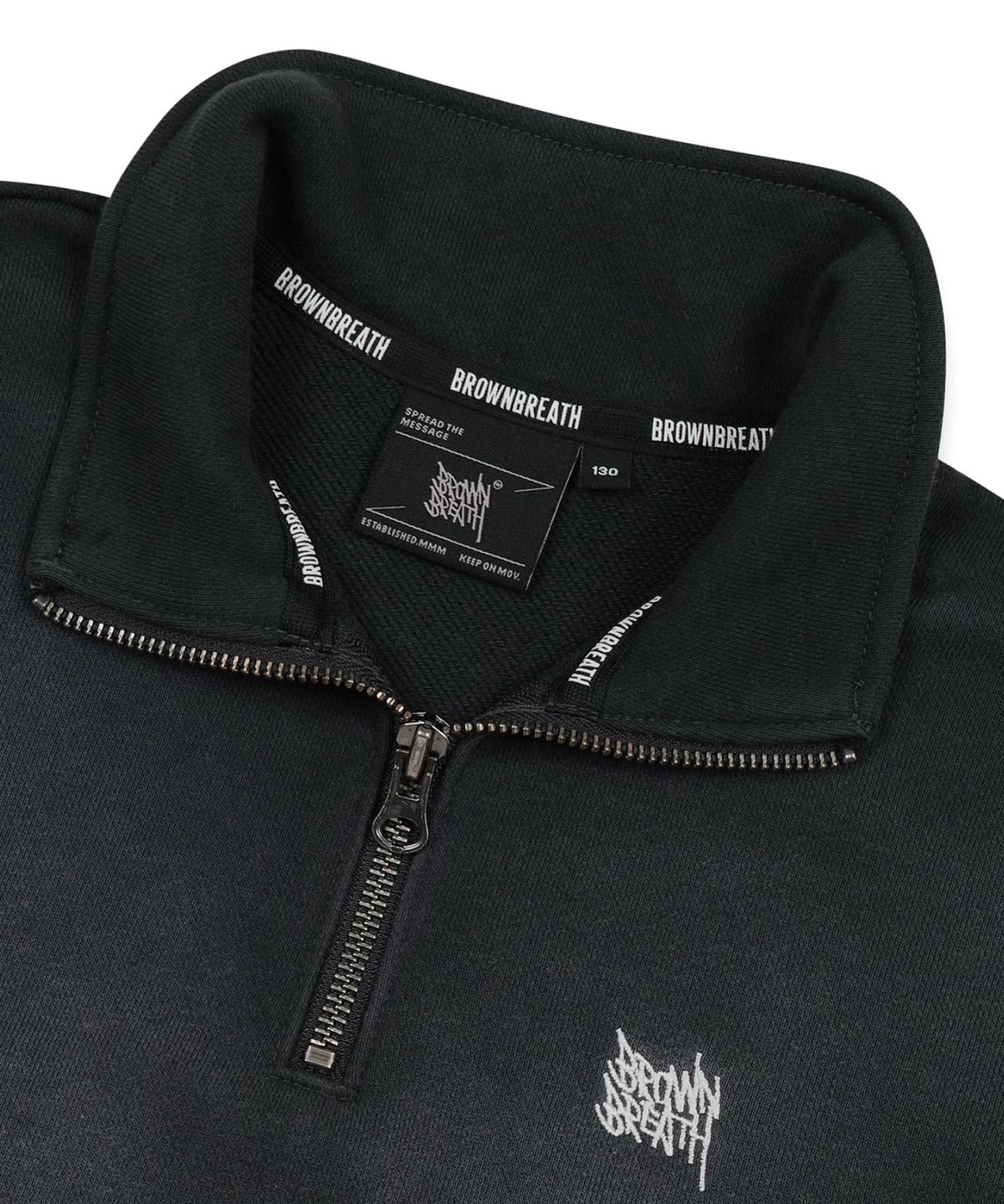 브라운브레스 키즈(BROWNBREATH KIDS) KIDS WASHED HALF ZIP UP CREWNECK  - DARK GREY