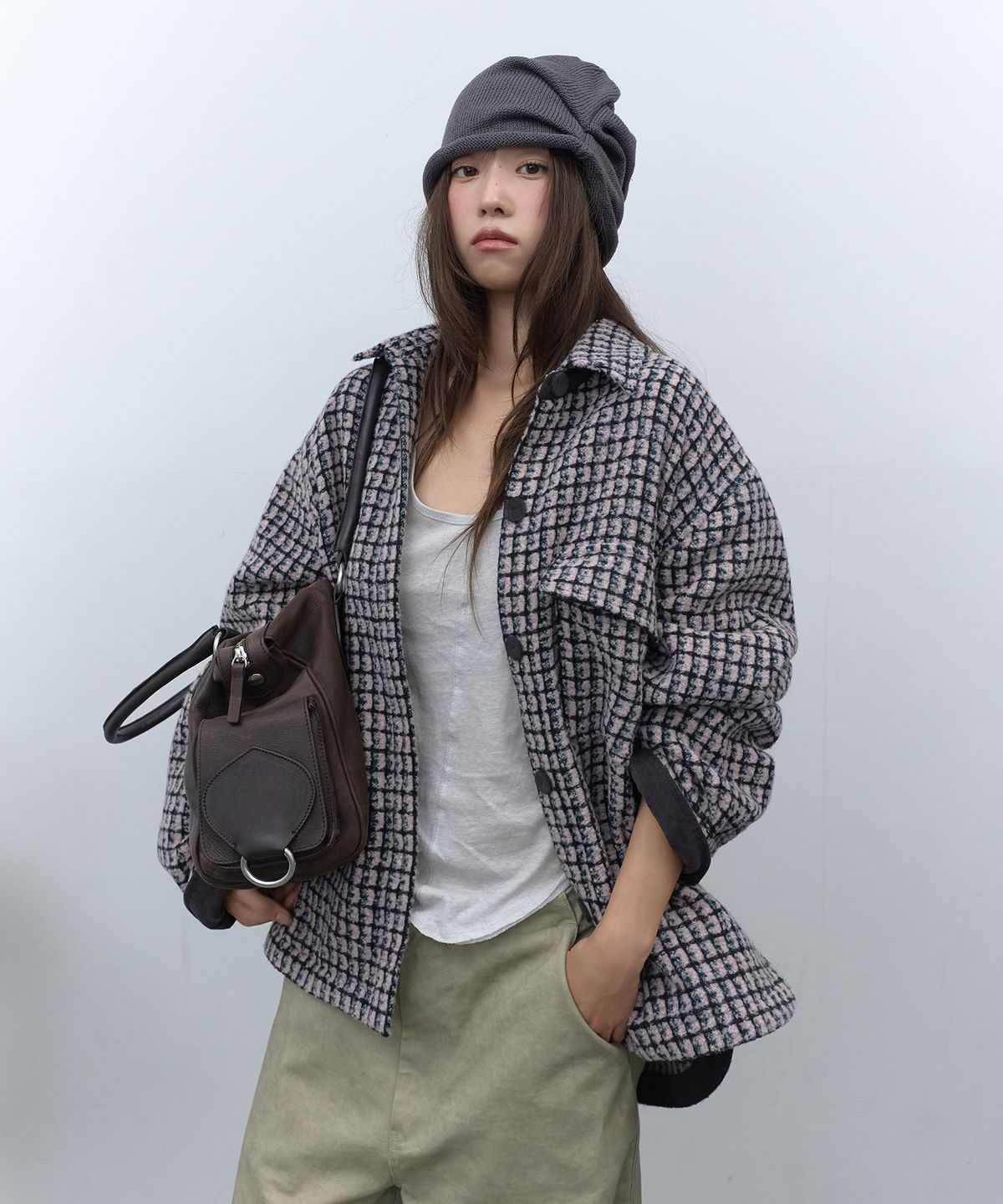 라피네아뜰리에(RAFFINE ATELIER) 코듀로이 배색 셔츠 자켓 핑크