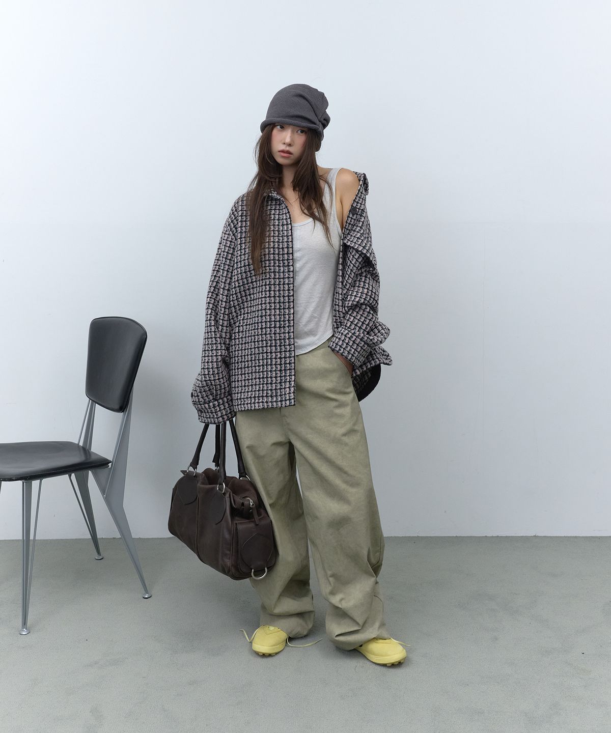 라피네아뜰리에(RAFFINE ATELIER) 코듀로이 배색 셔츠 자켓 핑크