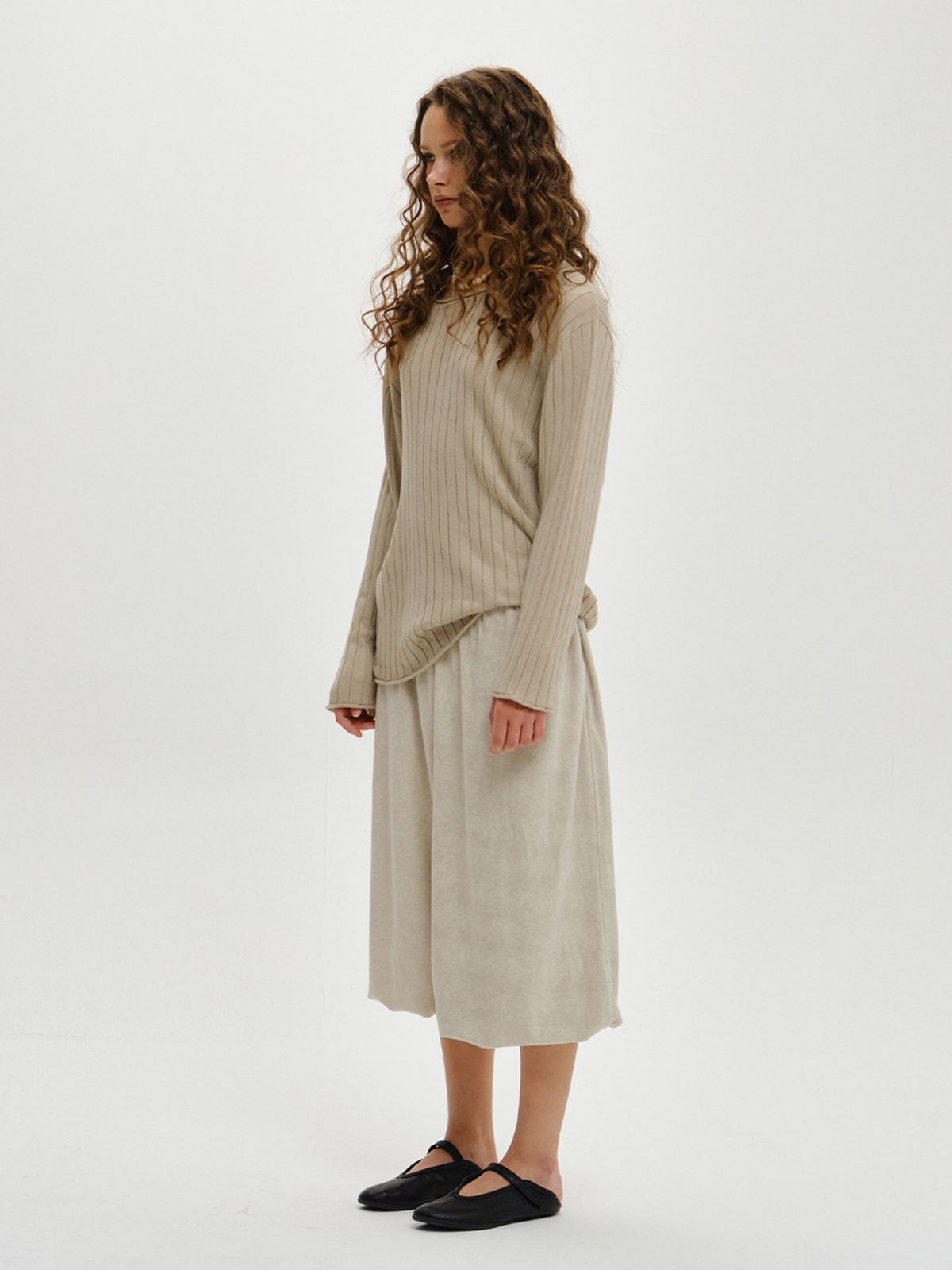 플리즈프로젝트(PLZPROJECT) RIBBED KNIT LONG SLEEVE, TAUPE BEIGE