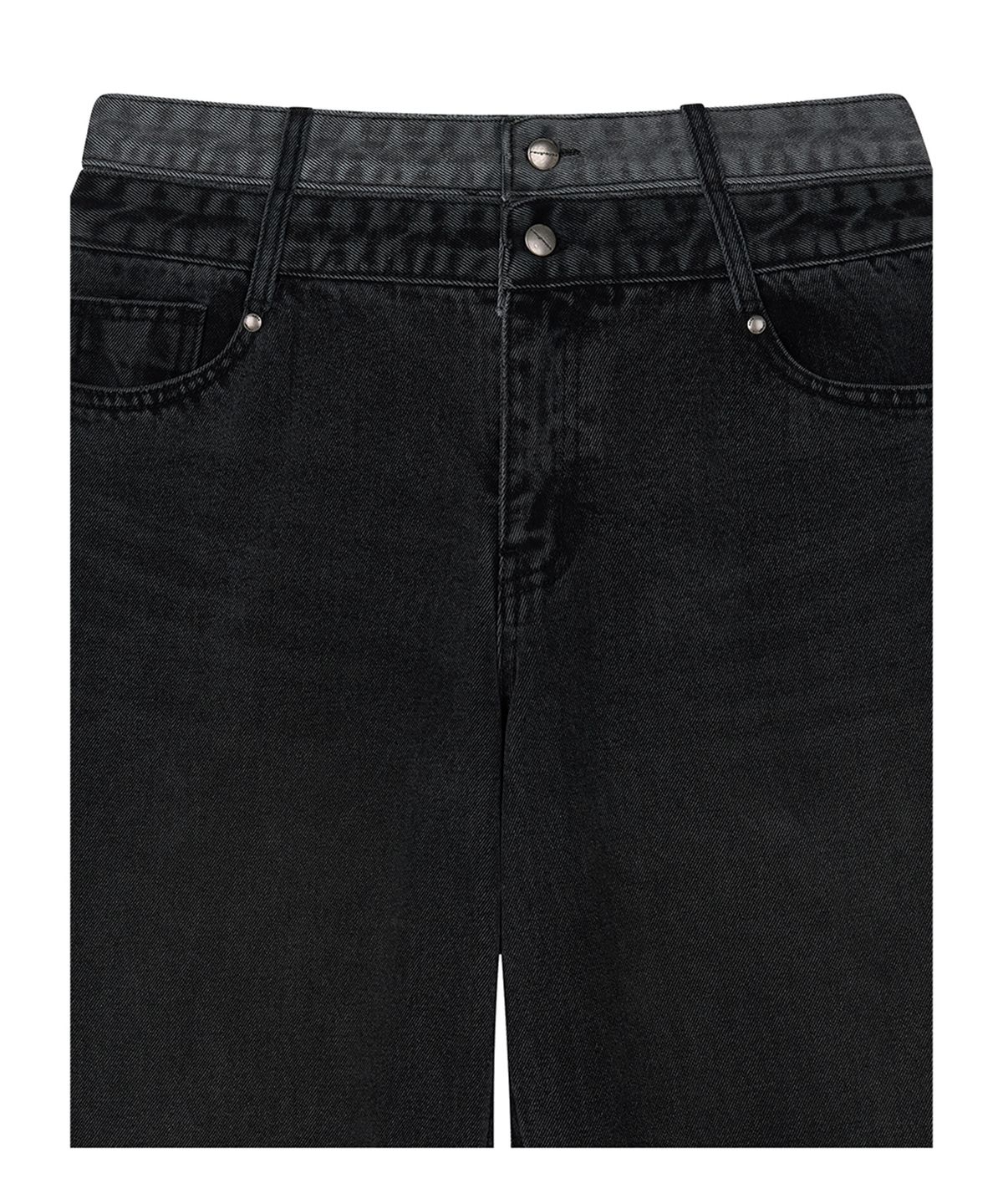 로타입(ROUGHTYPE) Double Waist Denim Pants - Black