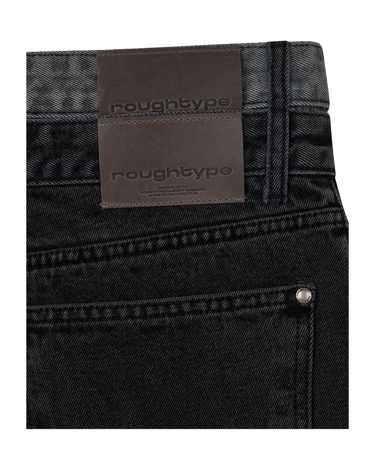 로타입(ROUGHTYPE) Double Waist Denim Pants - Black