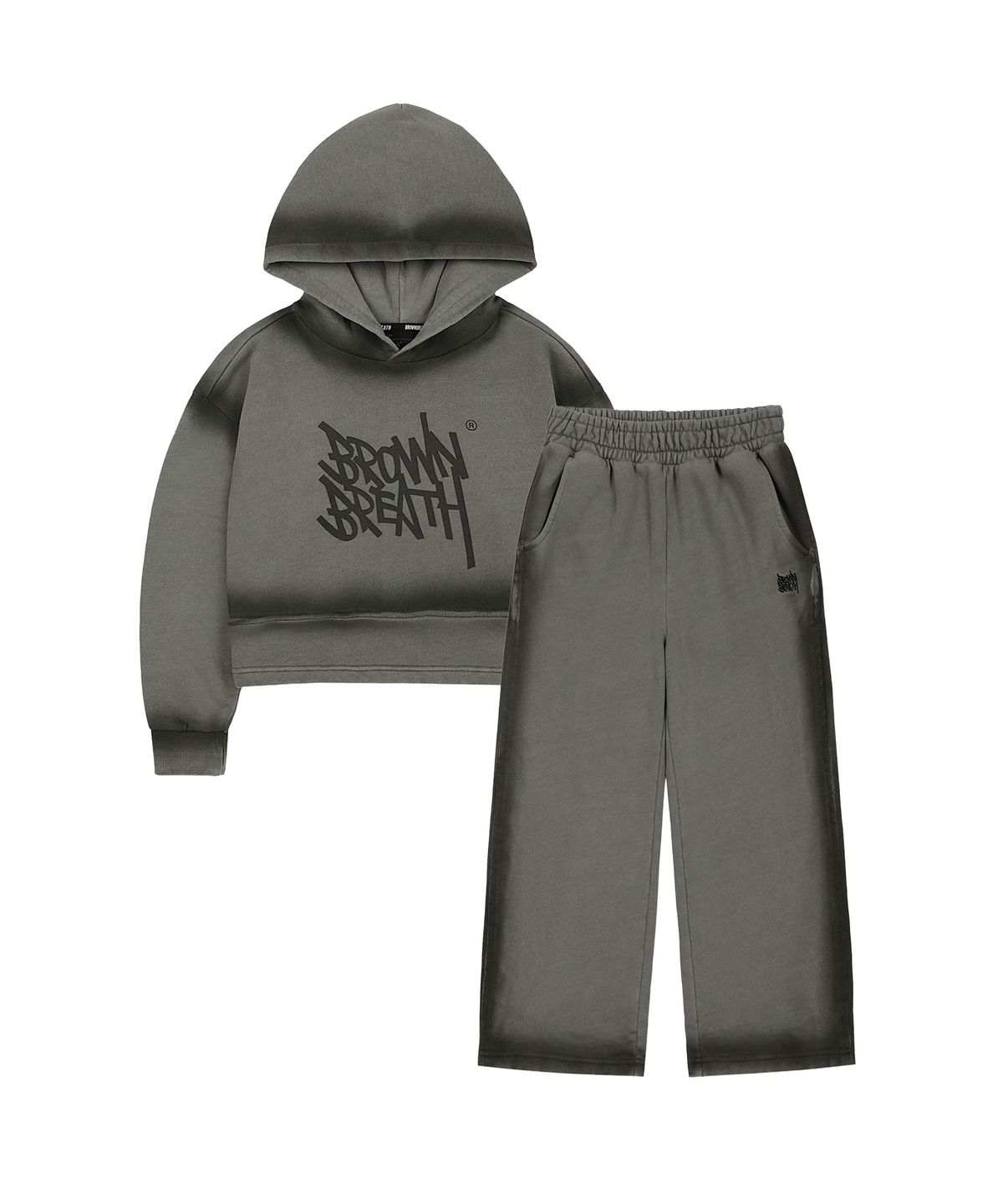 브라운브레스 키즈(BROWNBREATH KIDS) KIDS GIRL PIGMENT LAYERED HOODIE SETUP