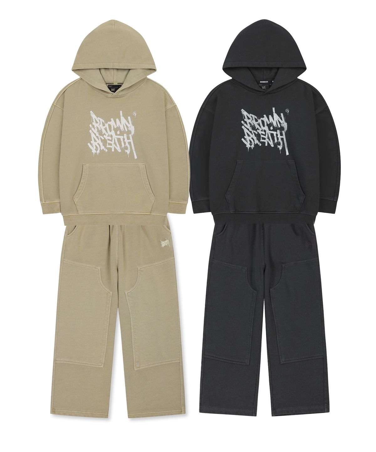 브라운브레스 키즈(BROWNBREATH KIDS) KIDS TAG PIGMENT HOODIE SETUP - 2COLOR