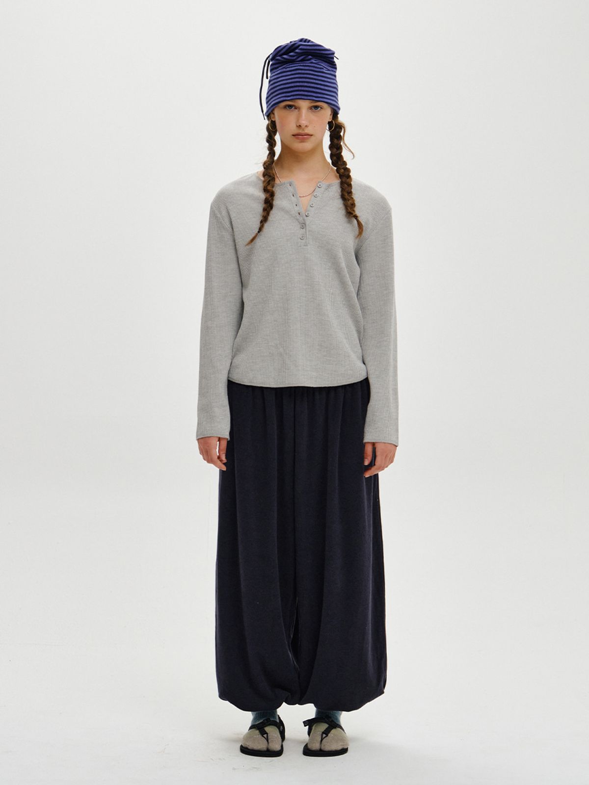 플리즈프로젝트(PLZPROJECT) TERRY HAREM JOGGER PANTS, NAVY