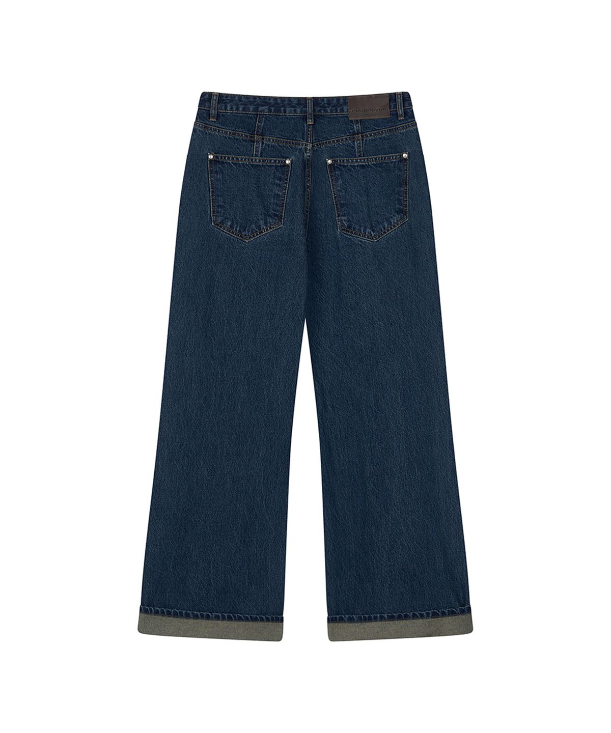 로타입(ROUGHTYPE) Roll-up Wide Denim Pants - Mid blue