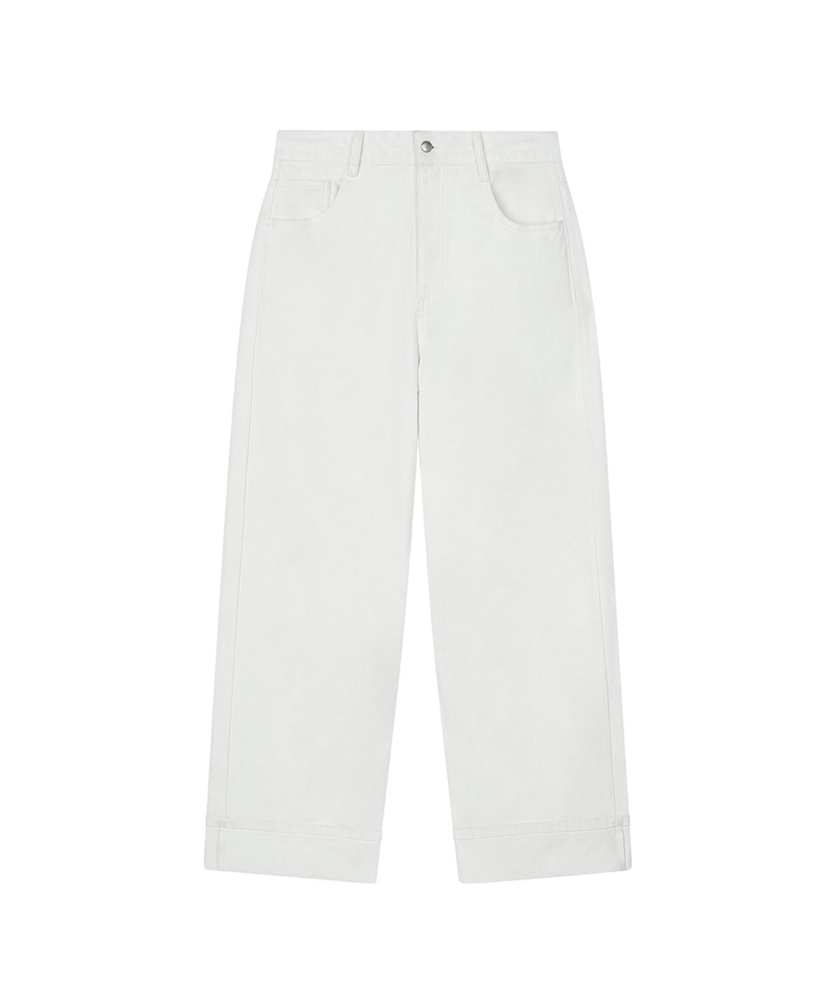 로타입(ROUGHTYPE) Roll-up Wide Denim Pants - Ivory