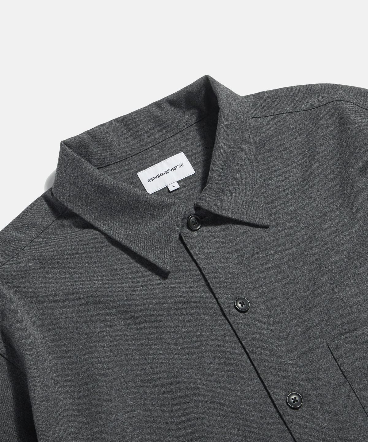 에스피오나지(ESPIONAGE) Cropped Big Pocket Shirt Dark Grey